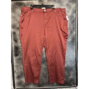 Catherine’s Plus Petite Jeans 24WP Wine Sateen Stretch Comfort Waist NWT